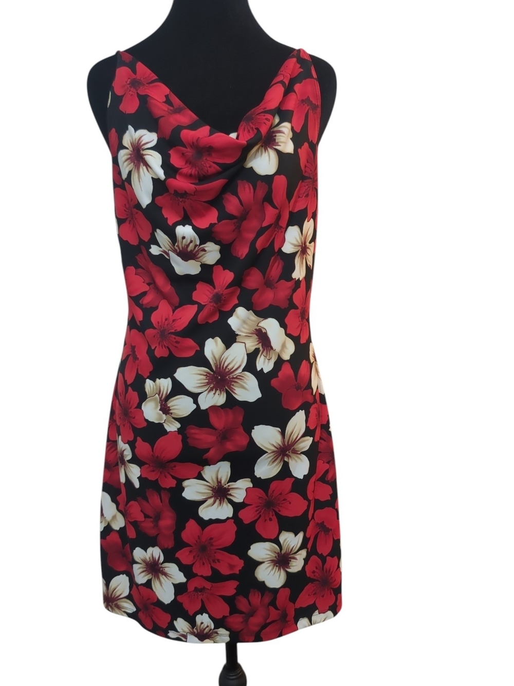 Vintage 90's Large Floral Cowl Neck Slip Dress Large Y2K Indie Sleaze Whimsigoth